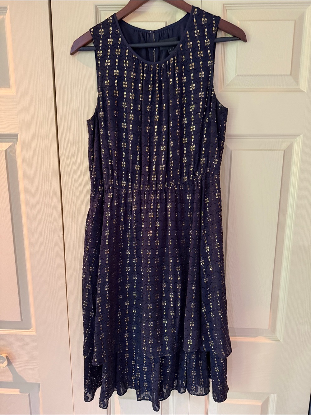 J. Crew Dress Size 8 Blue Gold Sparkle